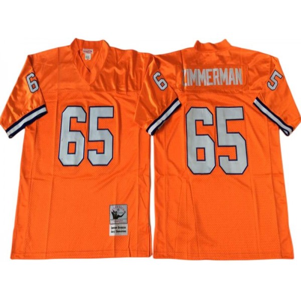 Denver Broncos #65 Gary Zimmerman Throwback Orange Jersey