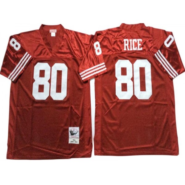 San Francisco 49ers #80 Jerry Rice Red 1990 Throwback Jersey