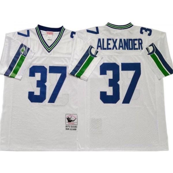 Seattle Seahawks #37 Shaun Alexander Throwback White Jersey