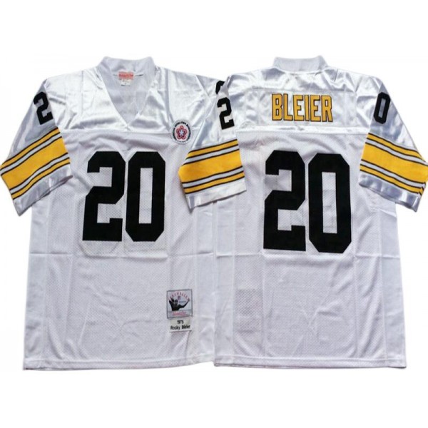 Pittsburgh Steelers #20 Rocky Bleier Throwback White Jersey