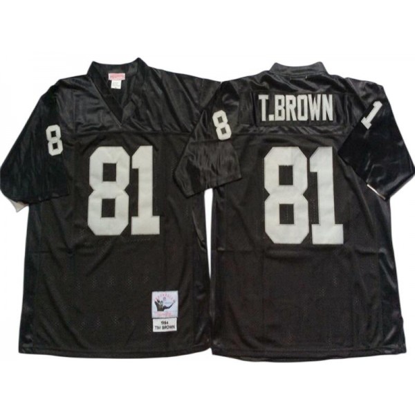 Raiders #81 Tim Brown Throwback Black Jersey