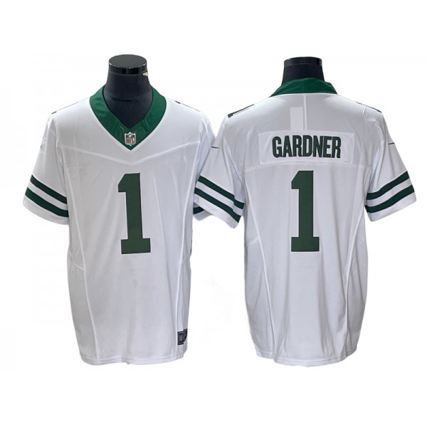 New York Jets #1 Sauce Gardner White Legacy Vapor F.U.S.E. Limited Jersey