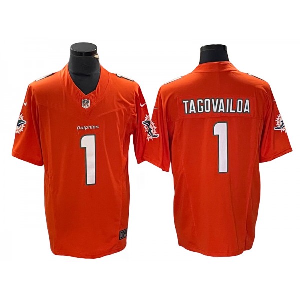 Miami Dolphins #1 Tua Tagovailoa Orange Vapor F.U.S.E. Limited Jersey