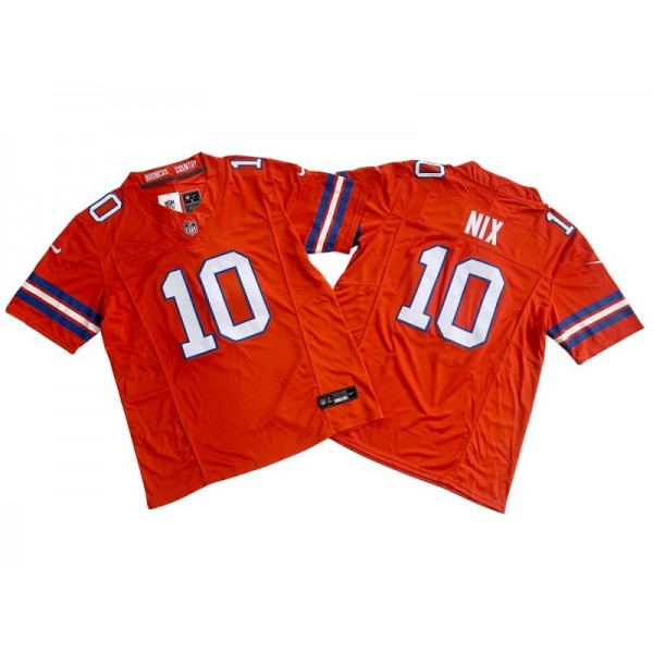 Denver Broncos #10 Bo Nix Orange Alternate Throwback Vapor F.U.S.E. Limited Jersey