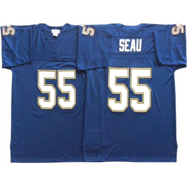 San Diego Chargers #55 Junior Seau Throwback Navy Blue Jersey