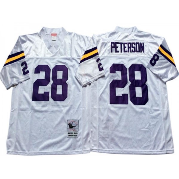 Minnesota Vikings #28 Adrian Peterson Throwback White Jersey