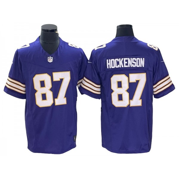 Minnesota Vikings #87 T.J. Hockenson Purple Classic Vapor F.U.S.E. Limited Jersey