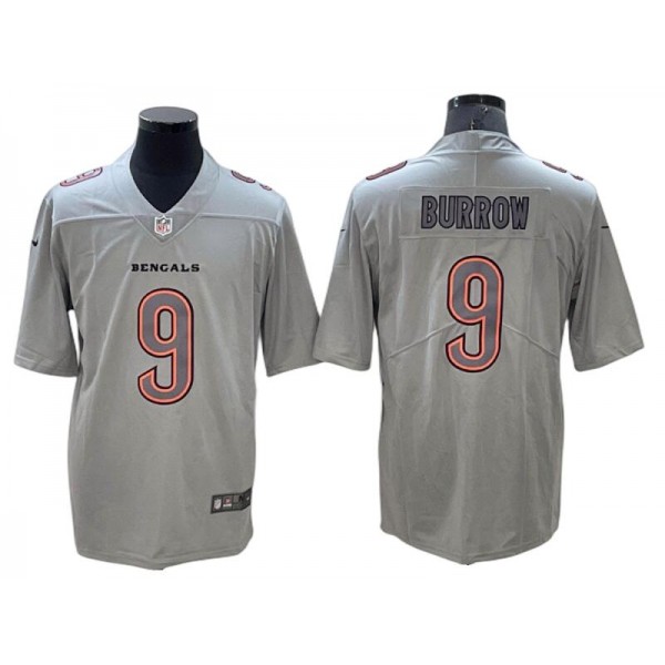 Cincinnati Bengals #9 Joe Burrow Gray Atmosphere Limited Jersey