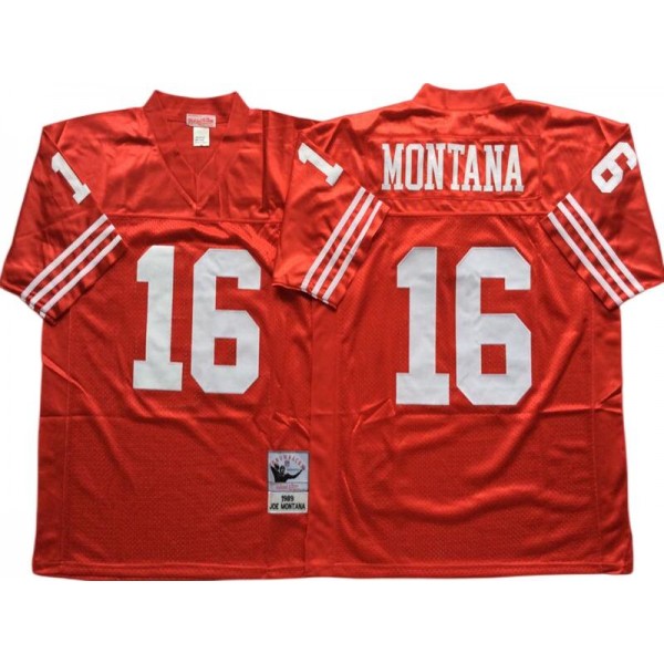 San Francisco 49ers #16 Joe Montana Red 1990 Throwback Jersey