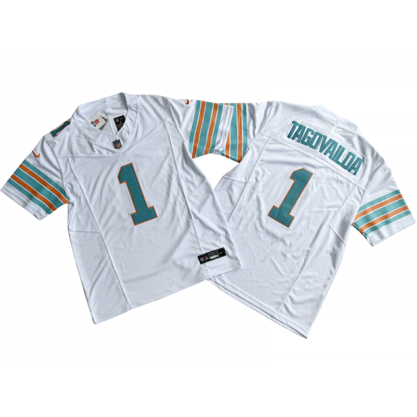 Miami Dolphins #1 Tua Tagovailoa White Alternate Vapor F.U.S.E. Limited Jersey