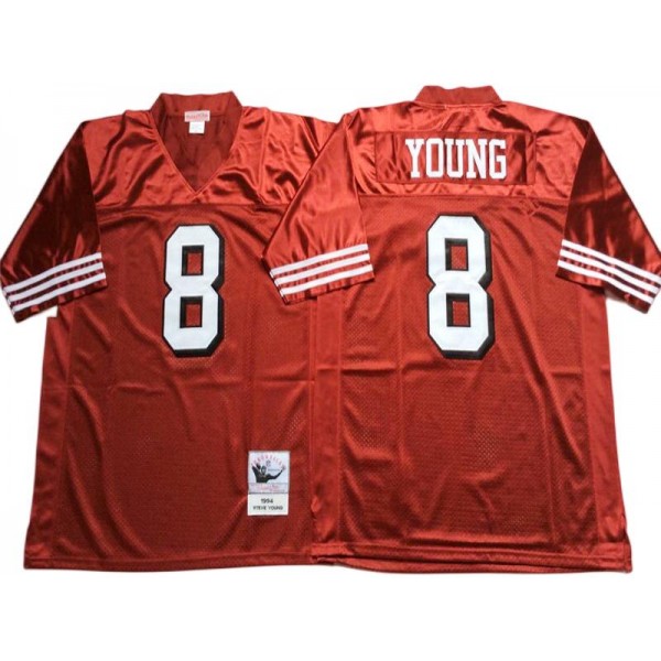 San Francisco 49ers #8 Steve Young Red 1994 Throwback Jersey