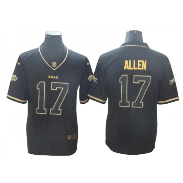 Buffalo Bills #17 Josh Allen Black Gold Vapor Limited Jersey