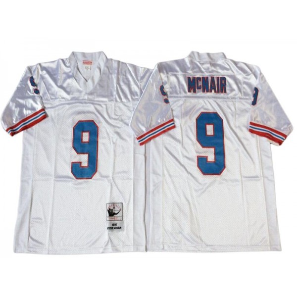 Houston Oilers #9 Steve McNair White 1997 Throwback Jersey