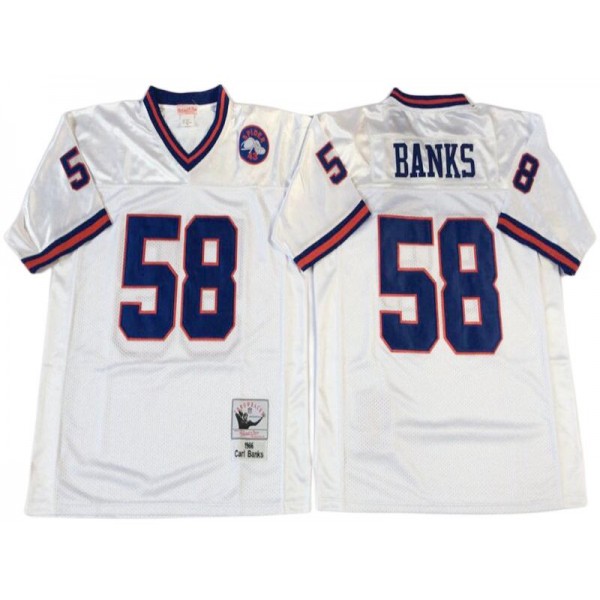 New York Giants #58 Carl Banks 1986 Throwback White Jersey