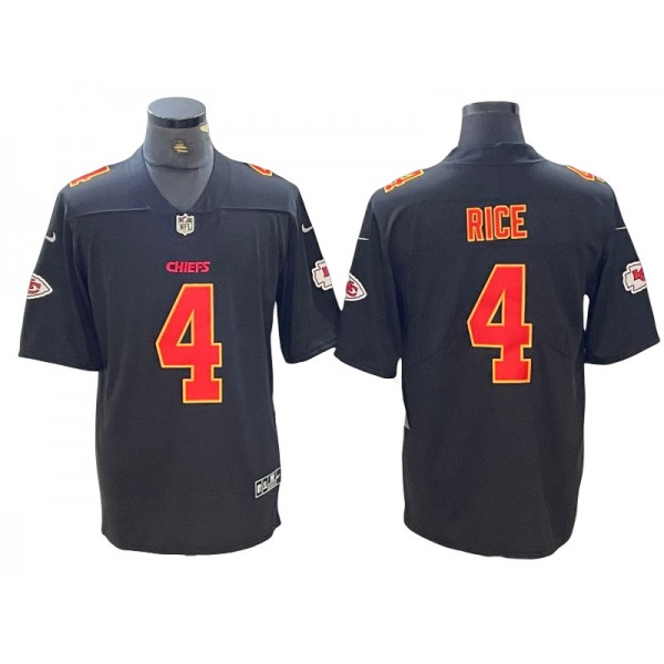 Kansas City Chiefs #4 Rashee Rice Black Fashion Limited Jersey