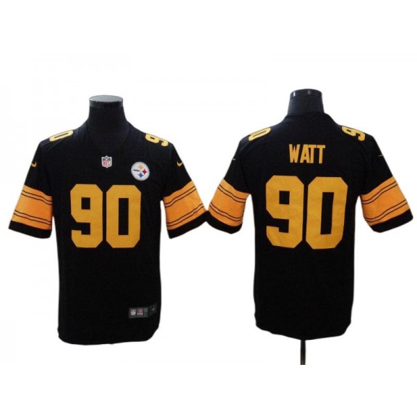 Pittsburgh Steelers #90 T.J. Watt Black Color Rush Vapor Limited Jersey