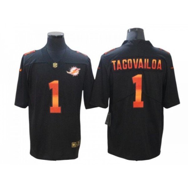 Miami Dolphins #1 Tua Tagovailoa Black Colorful Fashion Limited Jersey