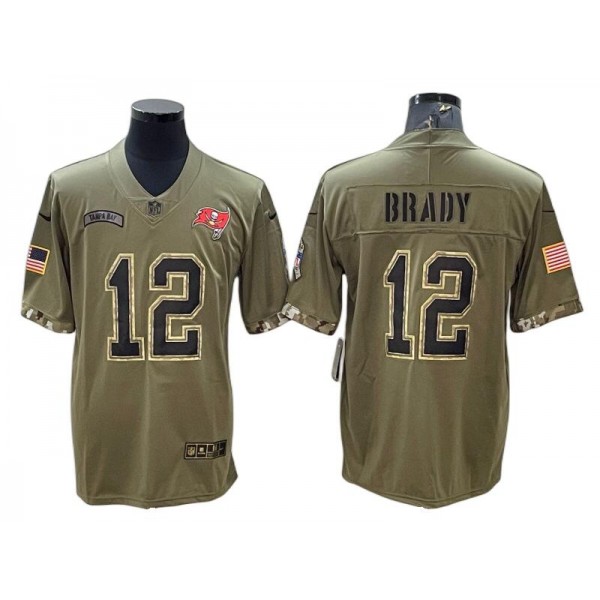 Tampa Bay Buccaneers #12 Tom Brady 2022 Olive Salute To Service Limited Jersey