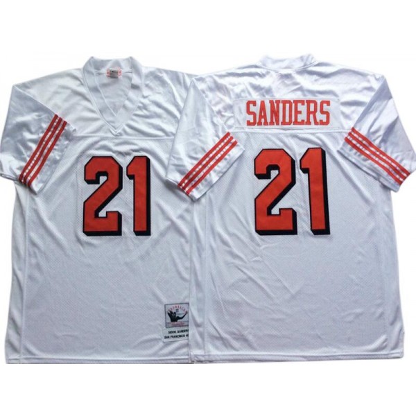 San Francisco 49ers #21 Deion Sanders White 1994 Throwback Jersey