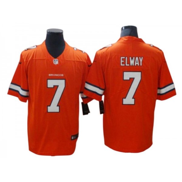 Denver Broncos #7 John Elway Orange Color Rush Limited Jersey