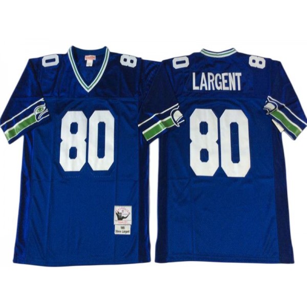 Seattle Seahawks #80 Steve Largent Throwback Blue Jersey