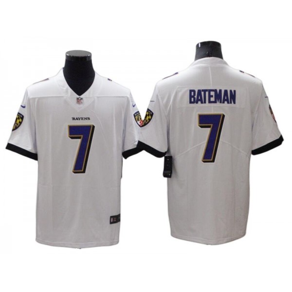 Baltimore Ravens #7 Rashod Bateman White Vapor Limited Jersey