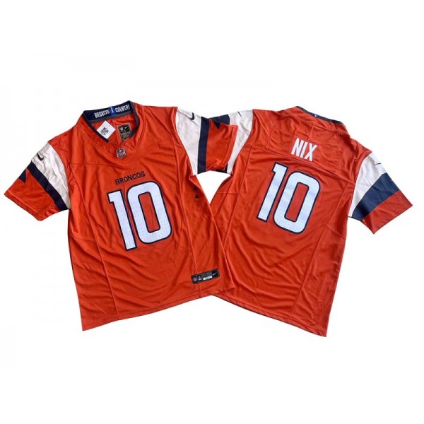 Denver Broncos #10 Bo Nix Orange Vapor F.U.S.E. Limited Jersey