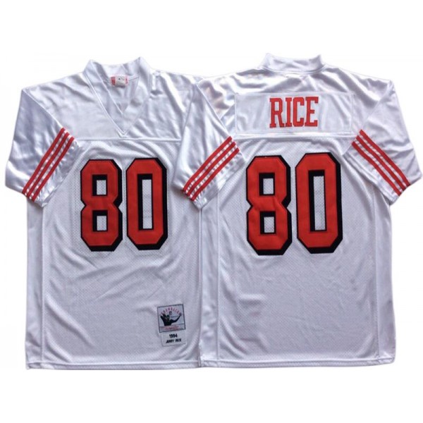 San Francisco 49ers #80 Jerry Rice White 1994 Throwback Jersey