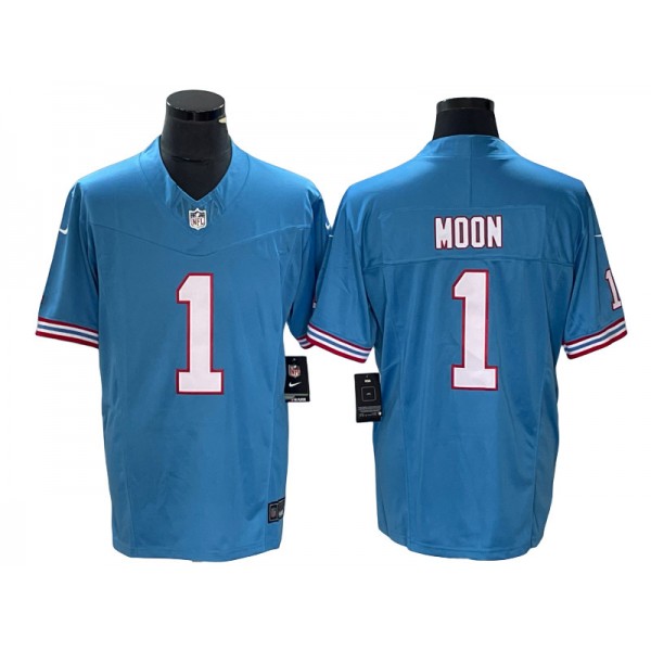 Tennessee Titans #1 Warren Moon Light Blue Throwback Vapor F.U.S.E. Limited Jersey