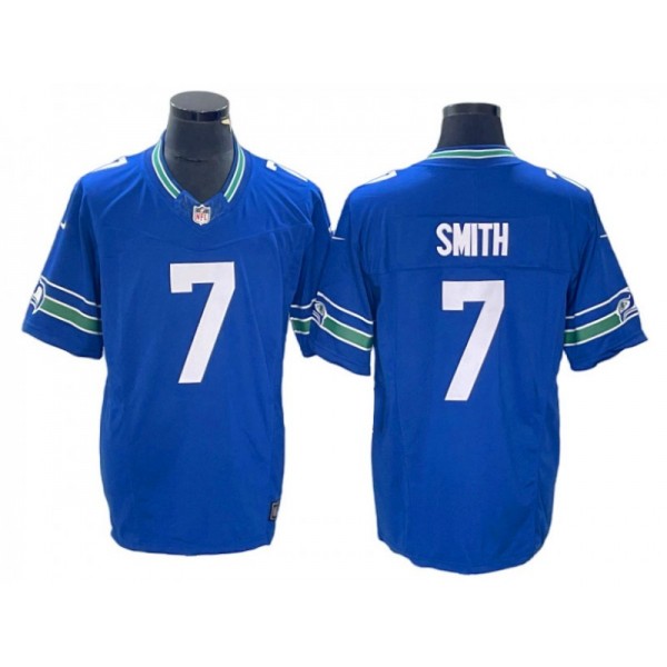 Seattle Seahawks #7 Geno Smith Royal Throwback Vapor F.U.S.E. Limited Jersey