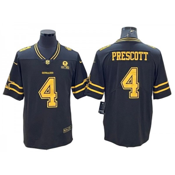 Dallas Cowboys #4 Dak Prescott 2022 Black Gold Vapor Limited Jersey