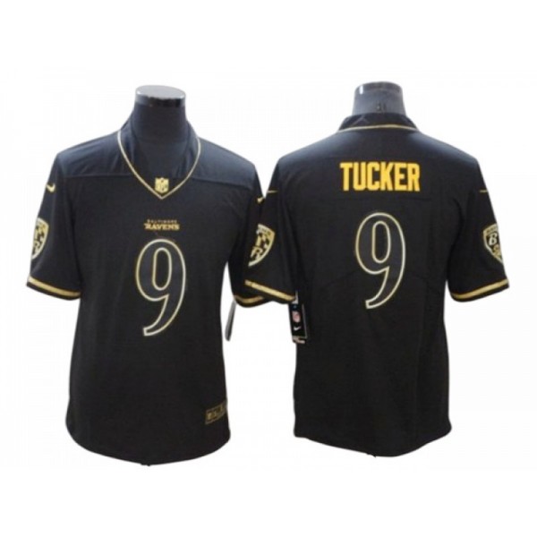 Baltimore Ravens #9 Justin Tucker Black Gold Vapor Limited Jersey