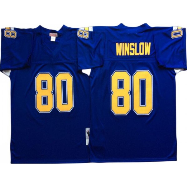 San Diego Chargers #80 Kellen Winslow Throwback Navy Blue Jersey