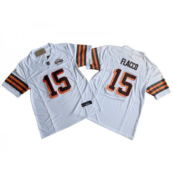 Cleveland Browns #15 Joe Flacco White 1946 Vapor F.U.S.E. Limited Jersey