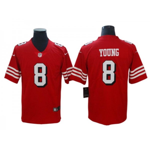 San Francisco 49ers #8 Steve Young Red Color Rush Vapor Limited Jersey