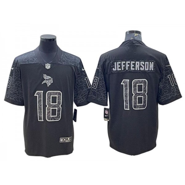 Minnesota Vikings #18 Justin Jefferson Black RFLCTV Limited Jersey