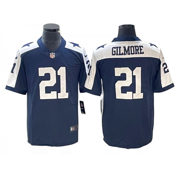 Dallas Cowboys #21 Stephon Gilmore Thanksgiving Blue Vapor Limited Jersey