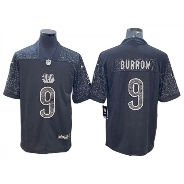 Cincinnati Bengals #9 Joe Burrow Black RFLCTV Limited Jersey