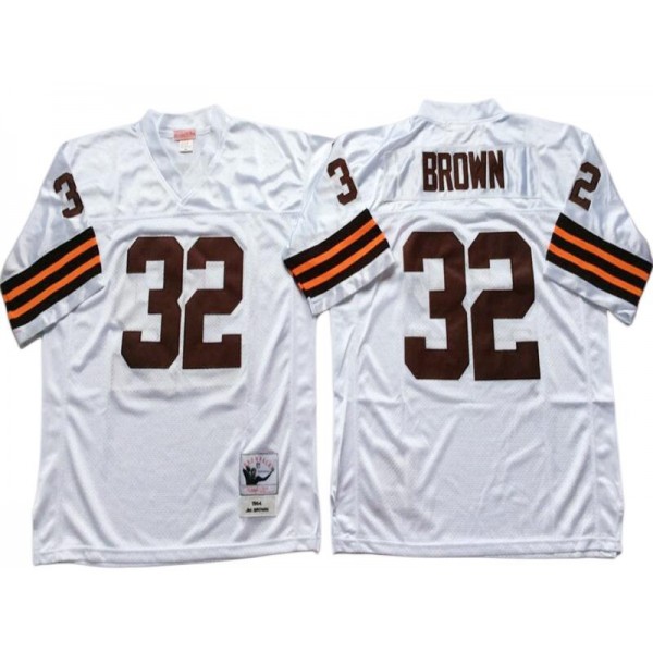 Cleveland Browns #32 Jim Brown 1963 Throwback White Jersey