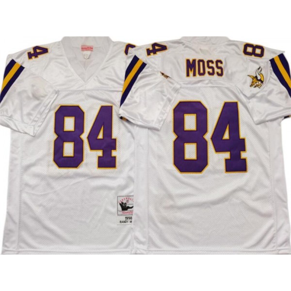 Minnesota Vikings #84 Randy Moss Throwback White Jersey