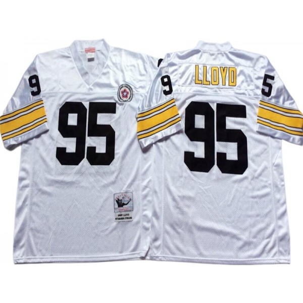 Pittsburgh Steelers #95 Greg Lloyd Throwback White Jersey