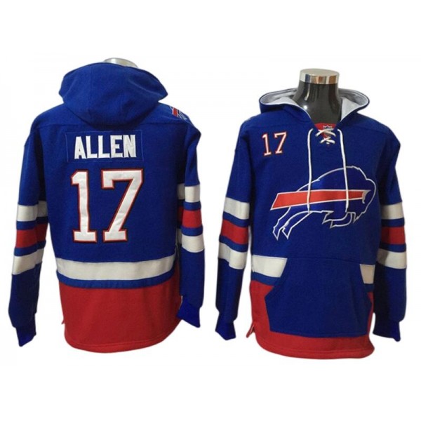 Buffalo Bills #17 Josh Allen Blue Hoodie Jersey