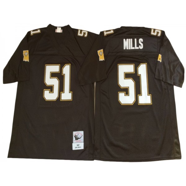 New Orleans Saints #51 Sam Mills 1987 Throwback Black Jersey