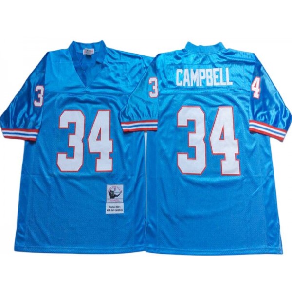 Houston Oilers #34 Earl Campbell Light Blue 1980 Throwback Jersey