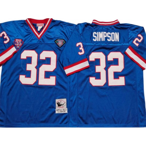 Buffalo Bills #32 O.J. Simpson Throwback Blue Jersey