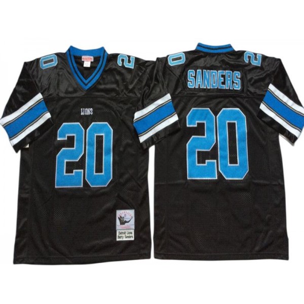 Detroit Lions #20 Barry Sanders 1996 Throwback Black Jersey