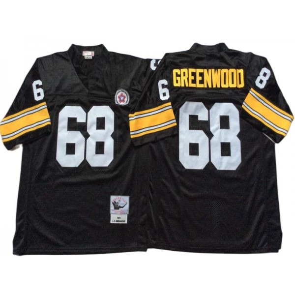 Pittsburgh Steelers #68 L.C. Greenwood 1975 Throwback Black Jersey