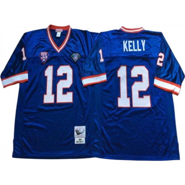 Buffalo Bills #12 Jim Kelly 1994 Throwback Blue Jersey