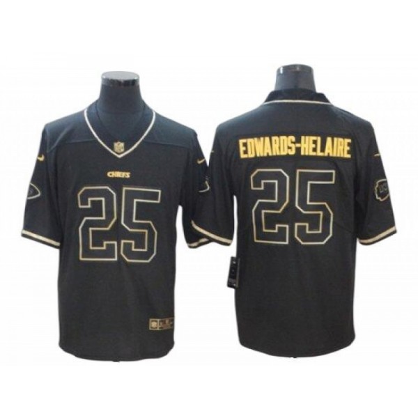 Kansas City Chiefs #25 Clyde Edwards-Helaire Black Gold Vapor Limited Jersey