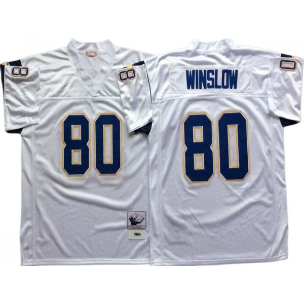 San Diego Chargers #80 Kellen Winslow Throwback White Jersey